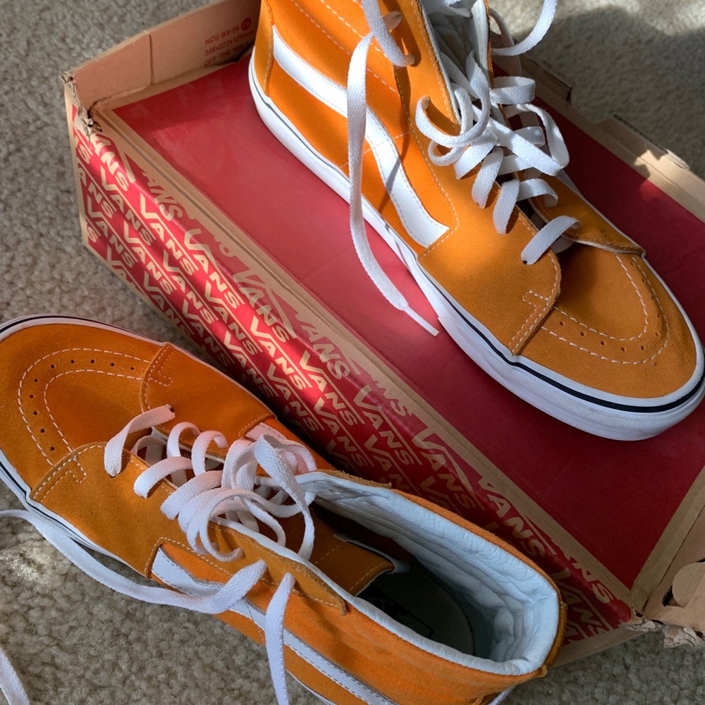 Vans size 10.5 in good condition, high top, dark cheddar in color